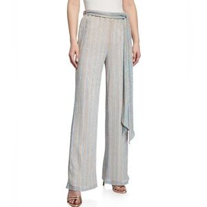 Mestiza New York Reina Trousers High Waist Wide Leg Metallic Pastel Silver M